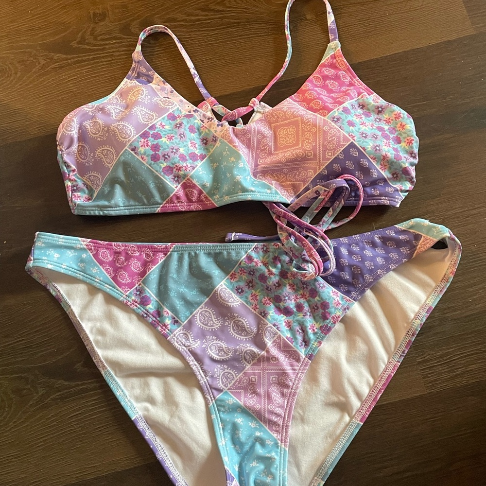 Xhilaration Patchwork Design Bikini Set - image 1